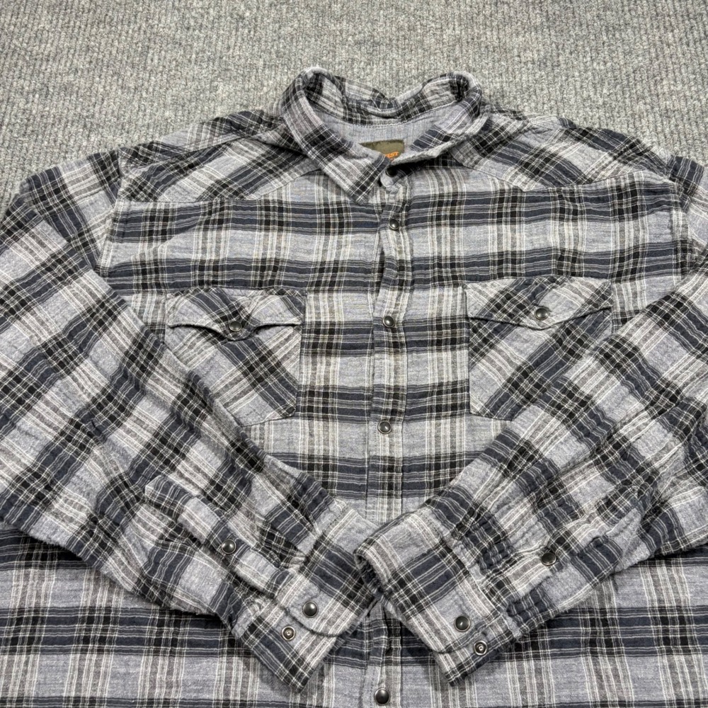Northwest Territory Shirt Mens 4XL Plaid Flannel Snap Button Western Grey Black
